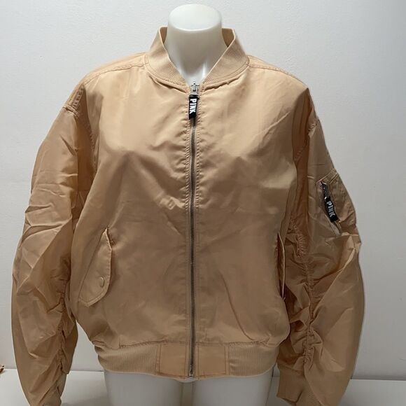 Victoria Secret Pink Jacket women’s girls overside Beige  New - Picture 9 of 9